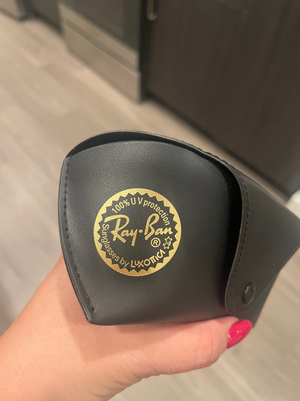 Authentic Ray-Ban Black Hard Shell Sunglasses Case with Gold Logo